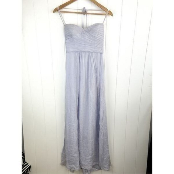 Amsale‎ Lilac Silk Halter Bridesmaid Dress Size 2 Built In Padding - Picture 2 of 12